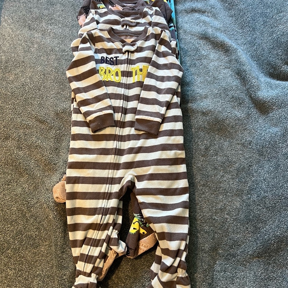 Best Brother Striped Brown and Cream Footie Bundle